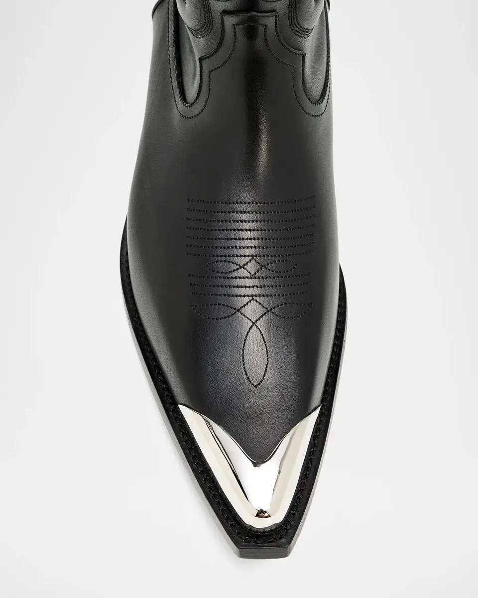 Christian Louboutin Men's Santiagus Leather Metal-Toe Western Boots | Thumbnail 6 Christian Louboutin Men's Santiagus Leather Metal-Toe Western Boots | Thumbnail 6
