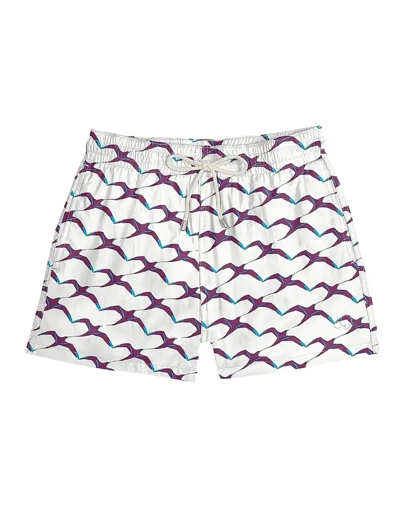 Men's White Birds Swim Shorts Men's White Birds Swim Shorts
