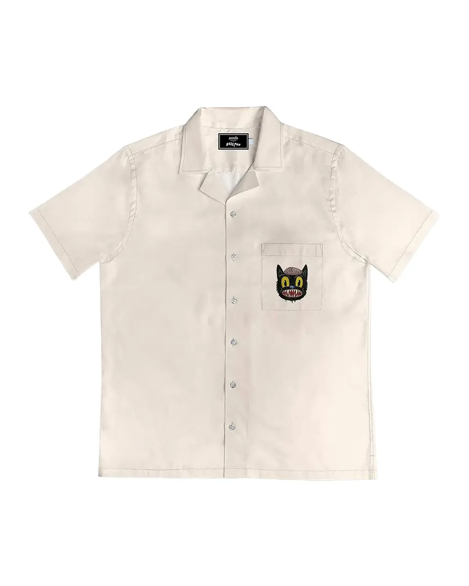 ARRELS Men's Small Cat Graphic Patch Pocket Camp Shirt | Thumbnail 2