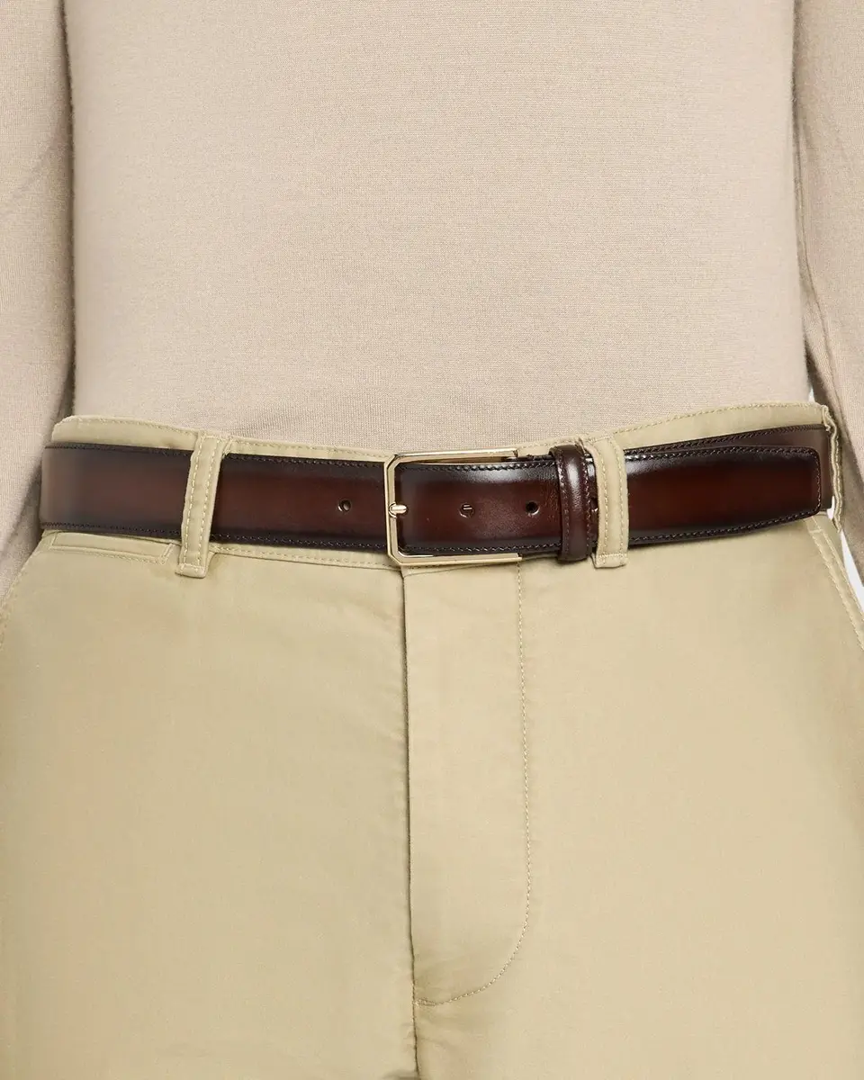 Santoni Men's Rectangular-Buckle Leather Belt | Thumbnail 2