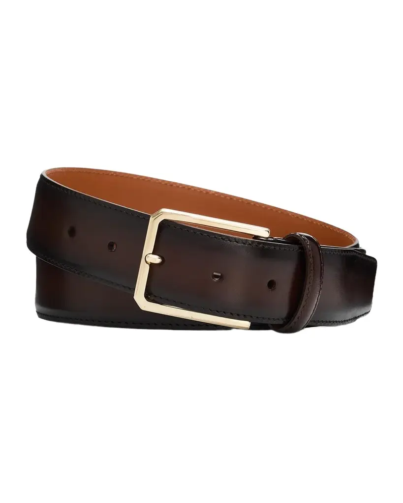 Men's Rectangular-Buckle Leather Belt Men's Rectangular-Buckle Leather Belt