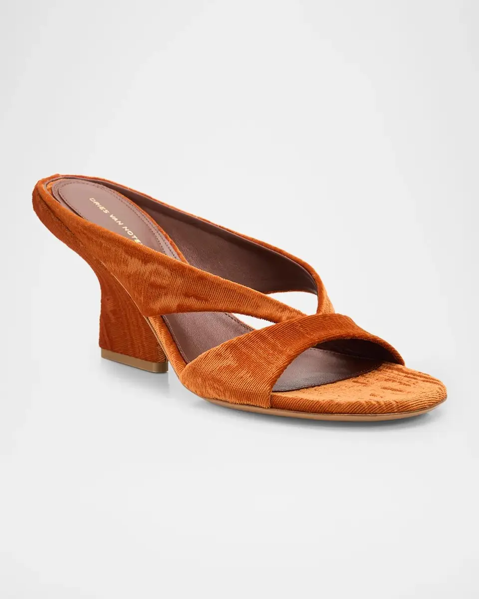 Dries Van Noten 100mm Ribbed Velvet Mule Sandals | Thumbnail 6