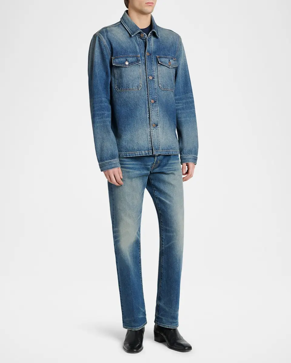 Tom Ford Men's Cotton Denim Shirt Jacket | Thumbnail 2 Tom Ford Men's Cotton Denim Shirt Jacket | Thumbnail 2