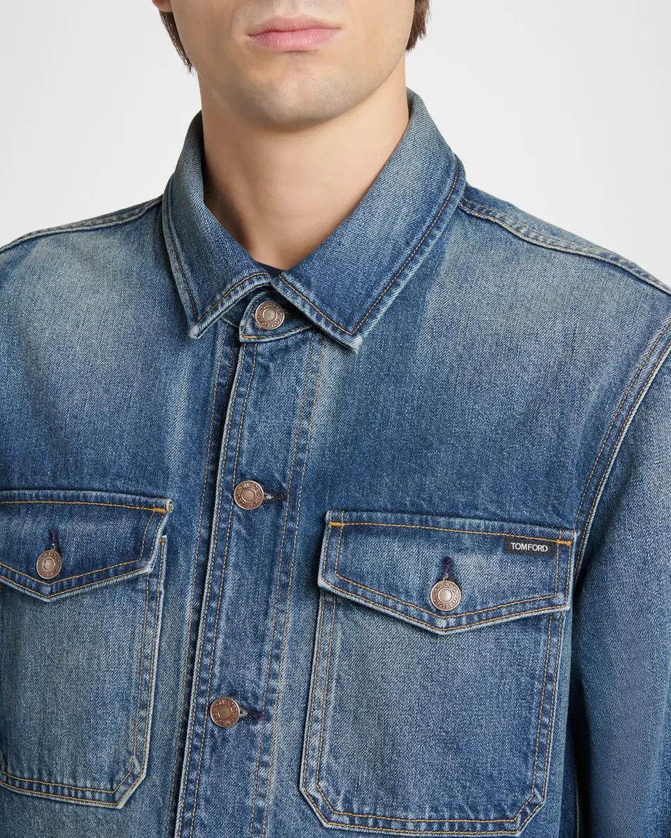 Tom Ford Men's Cotton Denim Shirt Jacket | Thumbnail 5 Tom Ford Men's Cotton Denim Shirt Jacket | Thumbnail 5