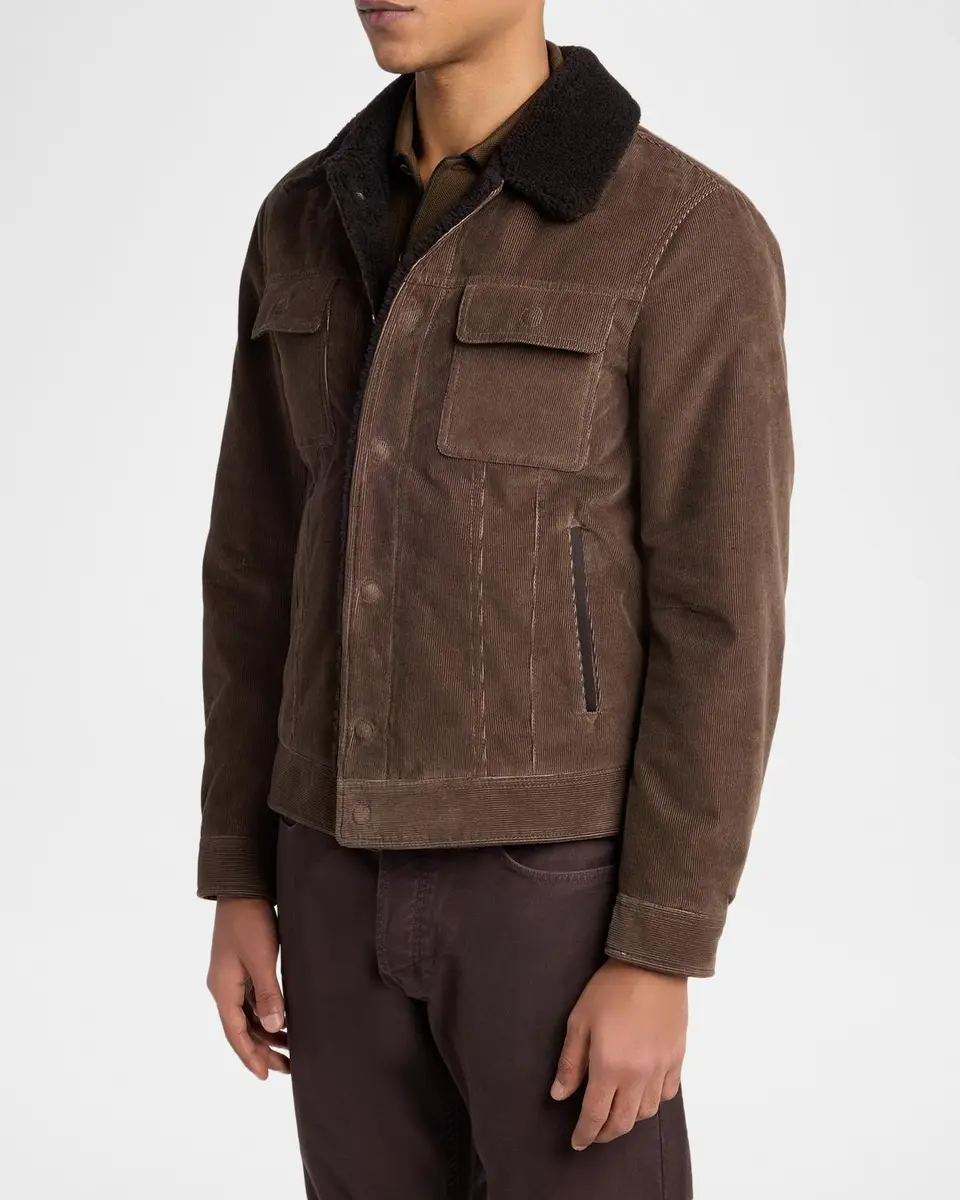 TOM FORD Boutique Men's Shearling-Collar Corduroy Jacket | Thumbnail 4
