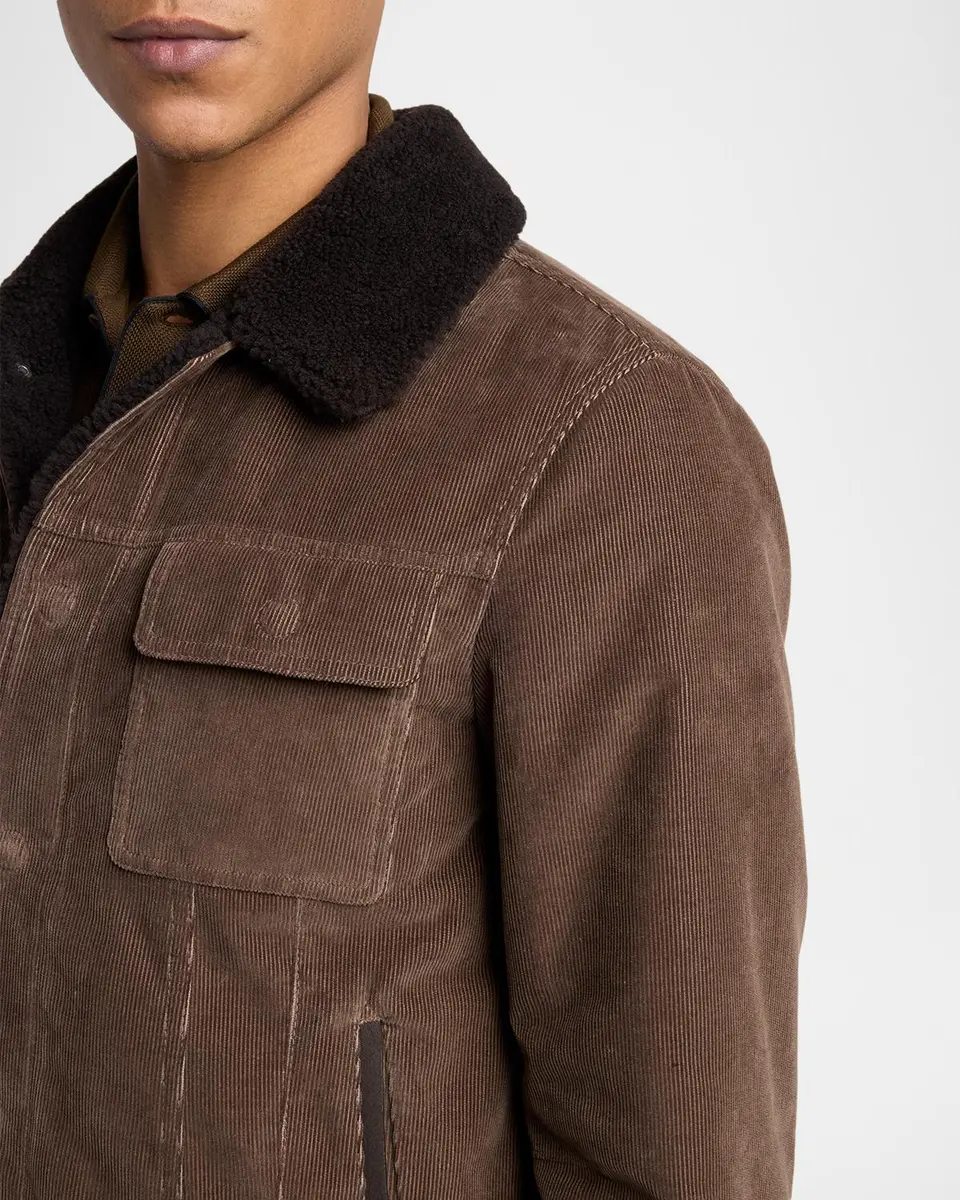 TOM FORD Boutique Men's Shearling-Collar Corduroy Jacket | Thumbnail 5