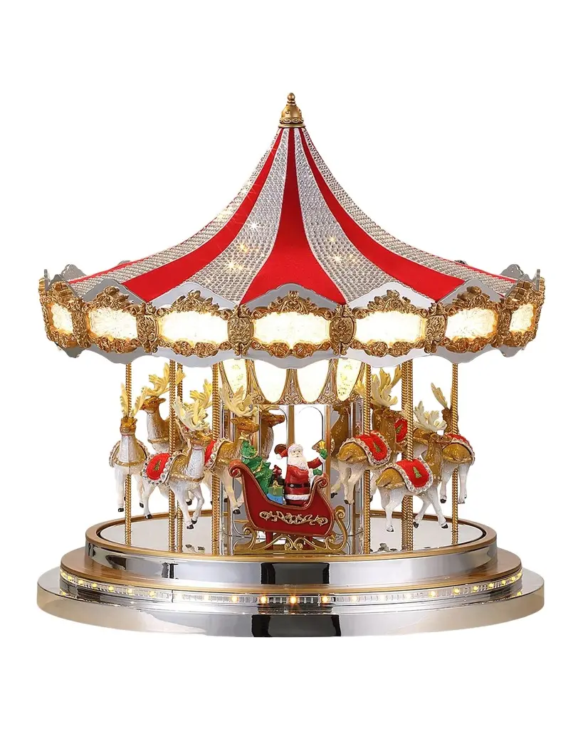 Mr Christmas Gold & Silver Dazzle Swarovski Carousel Christmas Decor