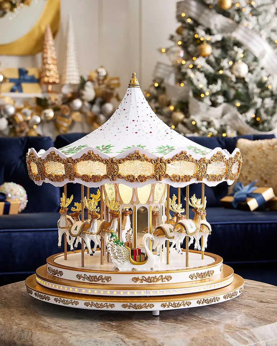 Mr Christmas Holiday Holly Carousel Christmas Decor | Thumbnail 3 Mr Christmas Holiday Holly Carousel Christmas Decor | Thumbnail 3