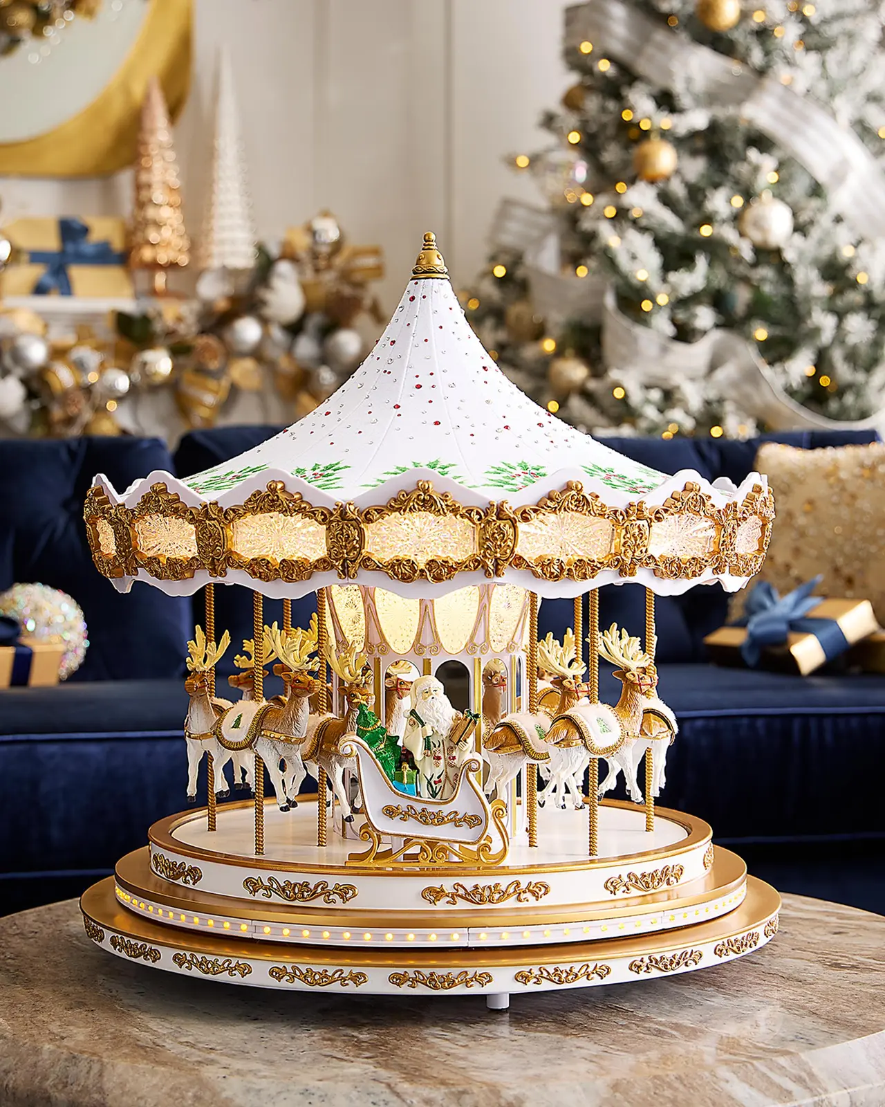 Mr Christmas Holiday Holly Carousel Christmas Decor