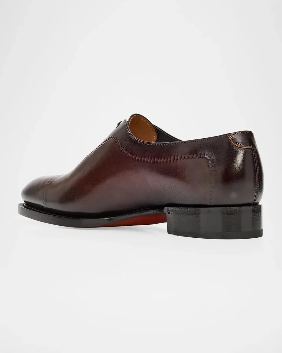 Santoni Men's Reverse-Stitched Cap-Toe Leather Oxfords | Thumbnail 4 Santoni Men's Reverse-Stitched Cap-Toe Leather Oxfords | Thumbnail 4