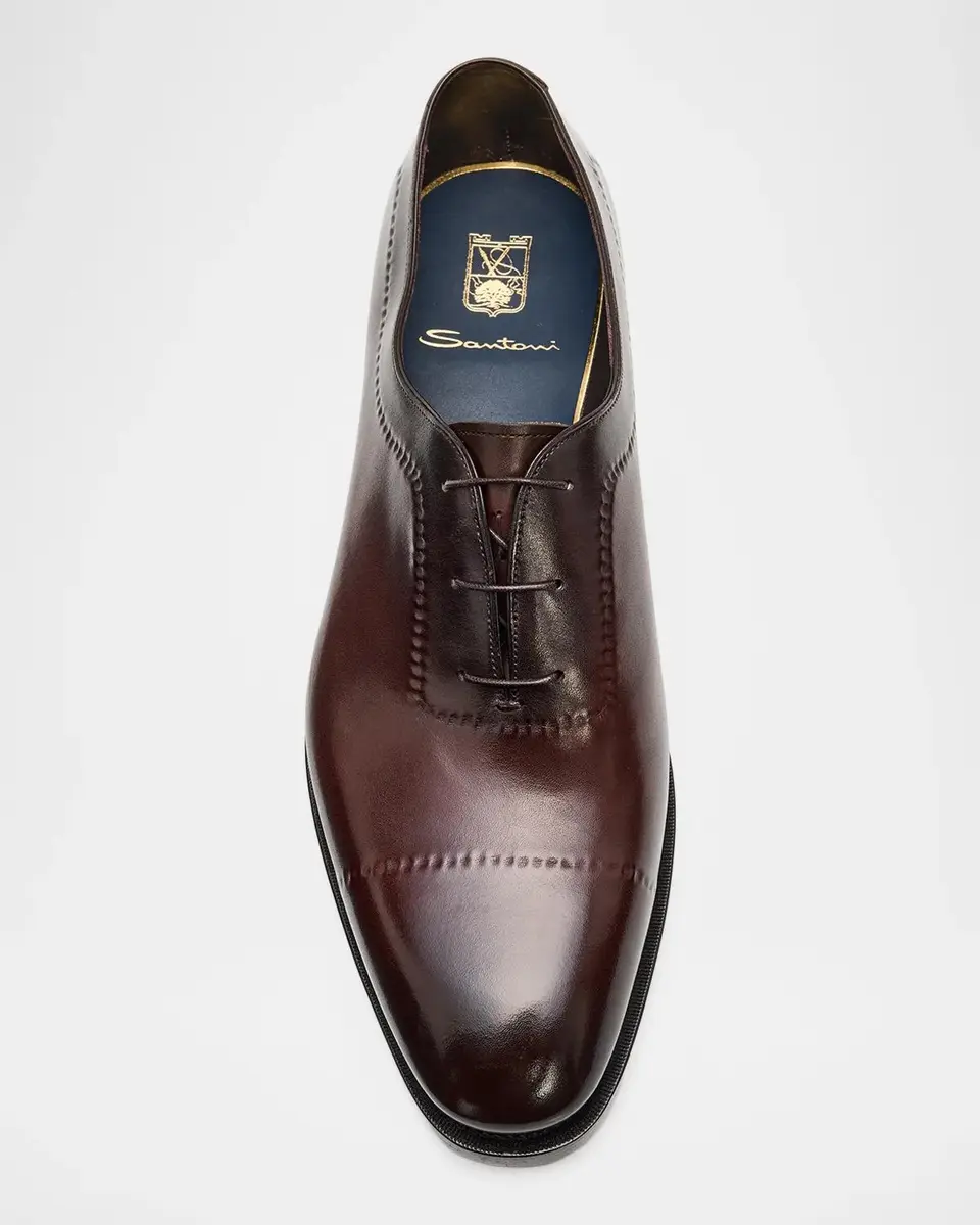 Santoni Men's Reverse-Stitched Cap-Toe Leather Oxfords | Thumbnail 5 Santoni Men's Reverse-Stitched Cap-Toe Leather Oxfords | Thumbnail 5