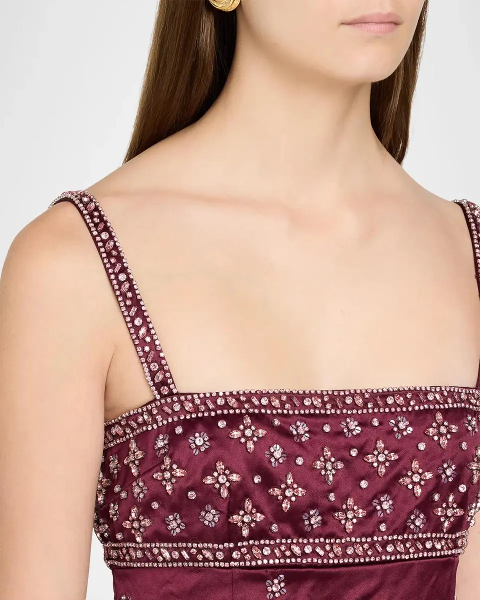 LoveShackFancy Casslouie Embellished Satin Mini Dress | Thumbnail 5