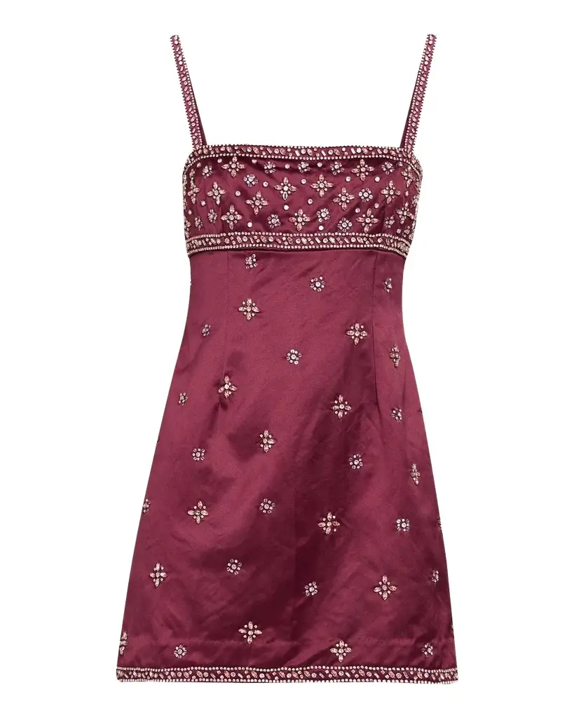 Casslouie Embellished Satin Mini Dress Casslouie Embellished Satin Mini Dress