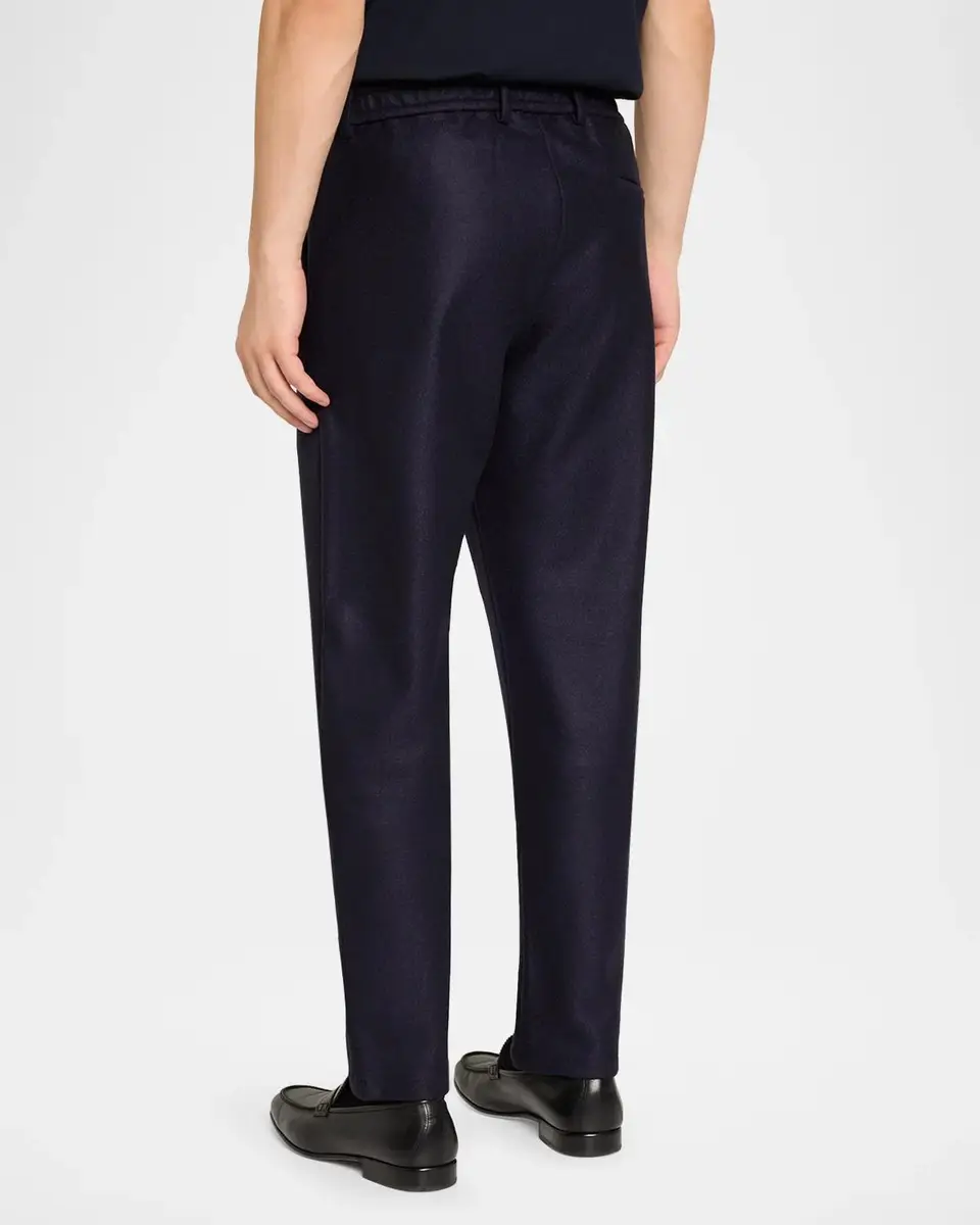 Emporio Armani Men's Wool Flannel Pintuck-Pleated Trousers | Thumbnail 3 Emporio Armani Men's Wool Flannel Pintuck-Pleated Trousers | Thumbnail 3
