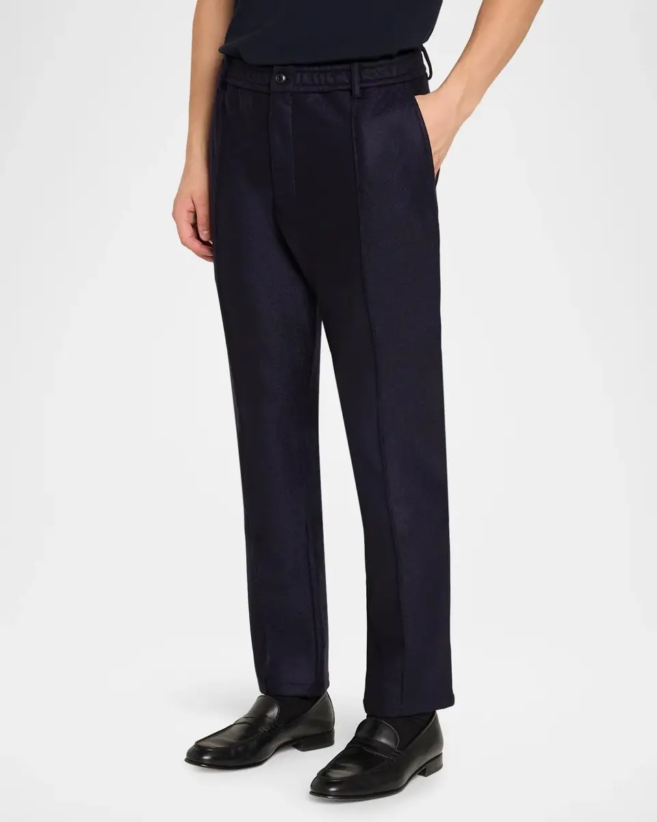 Emporio Armani Men's Wool Flannel Pintuck-Pleated Trousers | Thumbnail 4 Emporio Armani Men's Wool Flannel Pintuck-Pleated Trousers | Thumbnail 4
