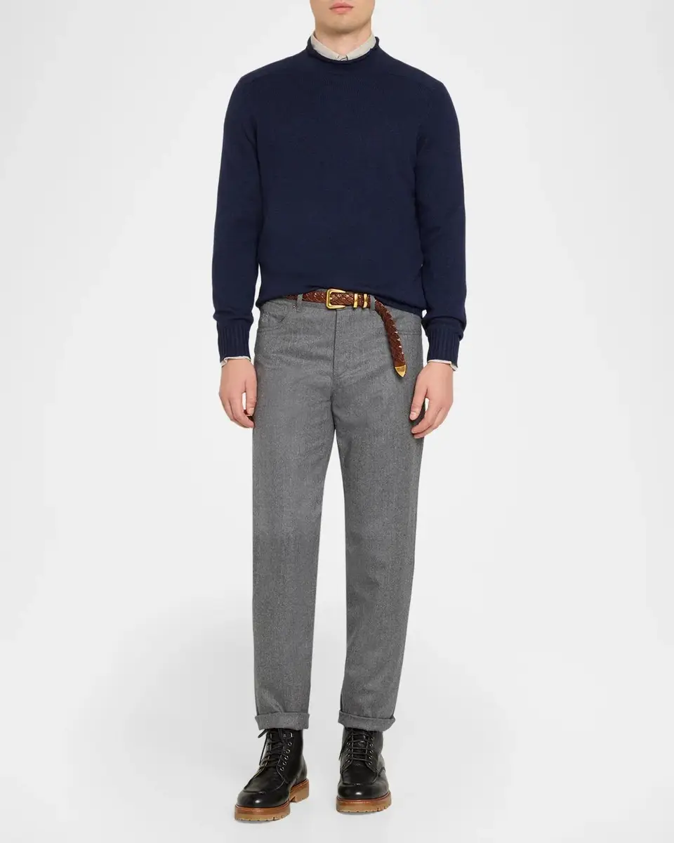 Brunello Cucinelli Men's Cotton & Cashmere Rolled-Turtleneck Sweater | Thumbnail 2 Brunello Cucinelli Men's Cotton & Cashmere Rolled-Turtleneck Sweater | Thumbnail 2