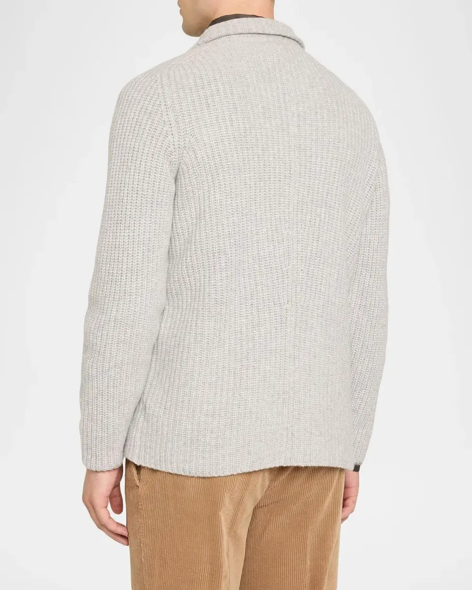 Brunello Cucinelli Men's Rib-Knit Cashmere Double-Breasted Cardigan | Thumbnail 3 Brunello Cucinelli Men's Rib-Knit Cashmere Double-Breasted Cardigan | Thumbnail 3