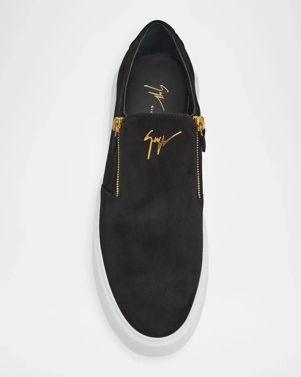 Giuseppe Zanotti Men's Skanda Suede Zip-Up Sneakers | Thumbnail 4