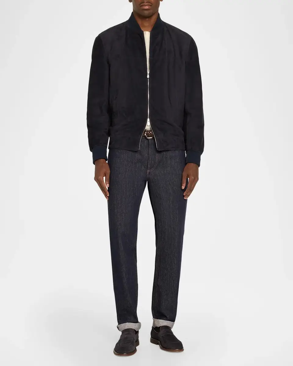 Brunello Cucinelli Men's Suede Blouson Jacket | Thumbnail 2 Brunello Cucinelli Men's Suede Blouson Jacket | Thumbnail 2