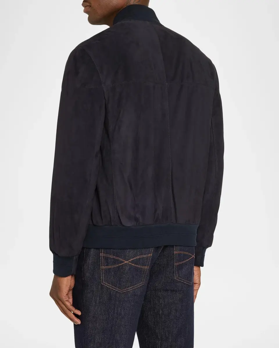 Brunello Cucinelli Men's Suede Blouson Jacket | Thumbnail 3 Brunello Cucinelli Men's Suede Blouson Jacket | Thumbnail 3