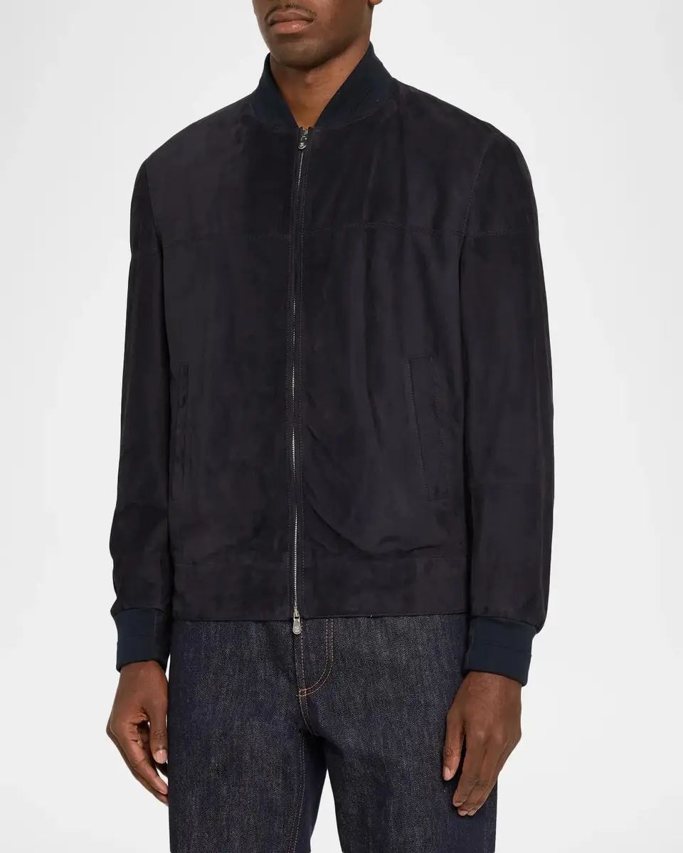 Brunello Cucinelli Men's Suede Blouson Jacket | Thumbnail 4 Brunello Cucinelli Men's Suede Blouson Jacket | Thumbnail 4