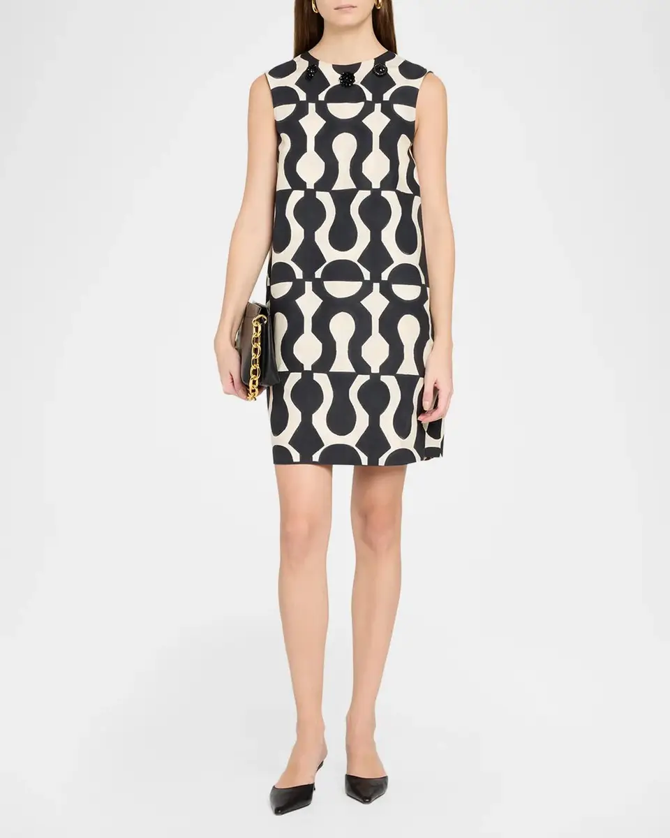 Max Mara Geo-Print Sleeveless Mini Shift Dress | Thumbnail 2 Max Mara Geo-Print Sleeveless Mini Shift Dress | Thumbnail 2