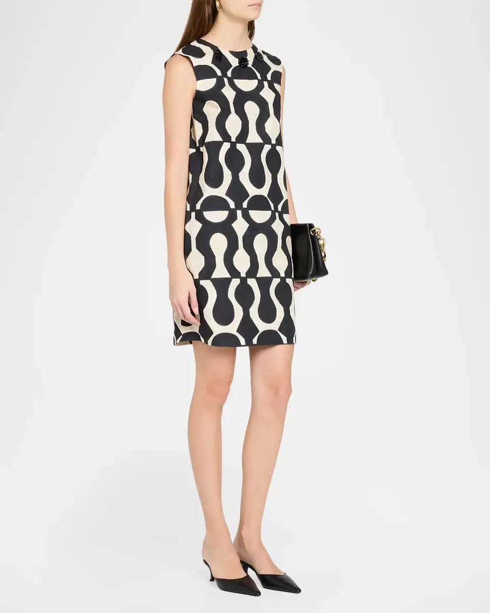 Max Mara Geo-Print Sleeveless Mini Shift Dress | Thumbnail 4 Max Mara Geo-Print Sleeveless Mini Shift Dress | Thumbnail 4