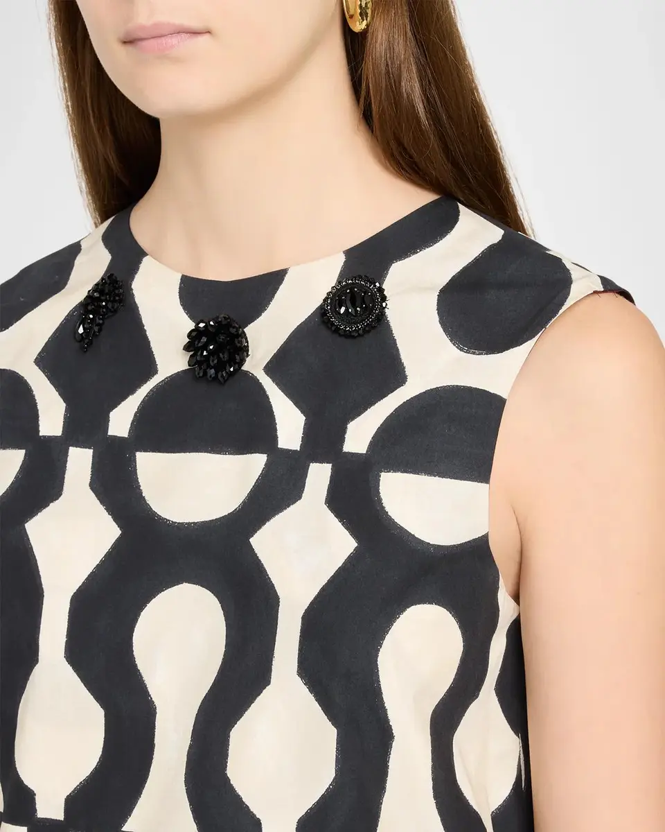 Max Mara Geo-Print Sleeveless Mini Shift Dress | Thumbnail 5 Max Mara Geo-Print Sleeveless Mini Shift Dress | Thumbnail 5