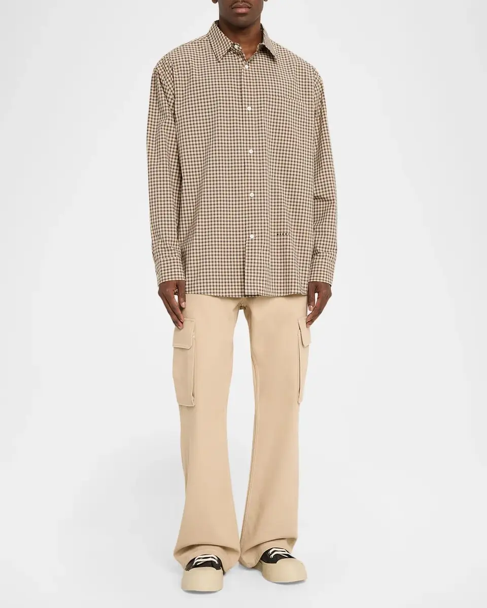 Marni Men's Cotton Plaid Button-Front Shirt | Thumbnail 2 Marni Men's Cotton Plaid Button-Front Shirt | Thumbnail 2