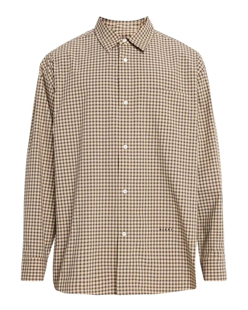 Marni Men's Cotton Plaid Button-Front Shirt