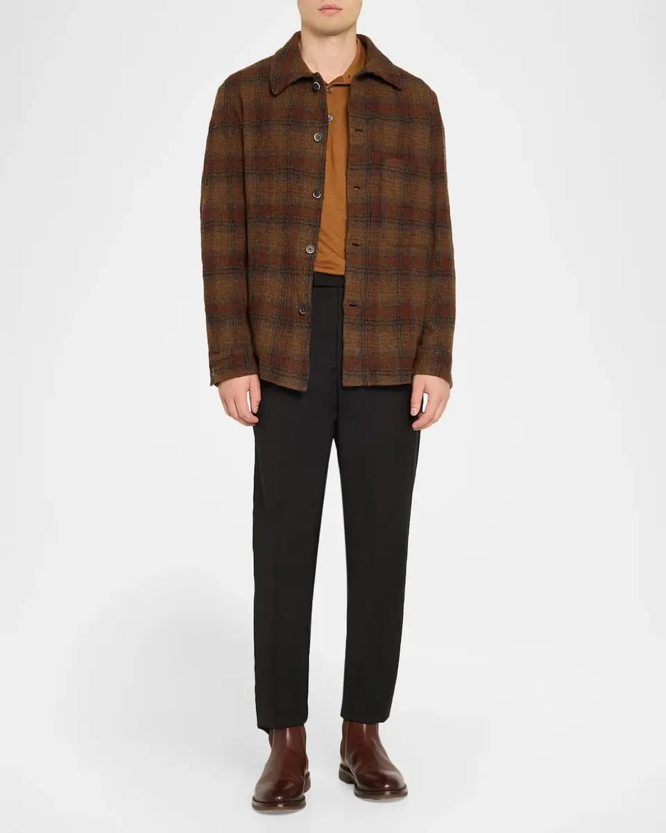 Barena Men's Virgin Wool Plaid Overshirt | Thumbnail 2