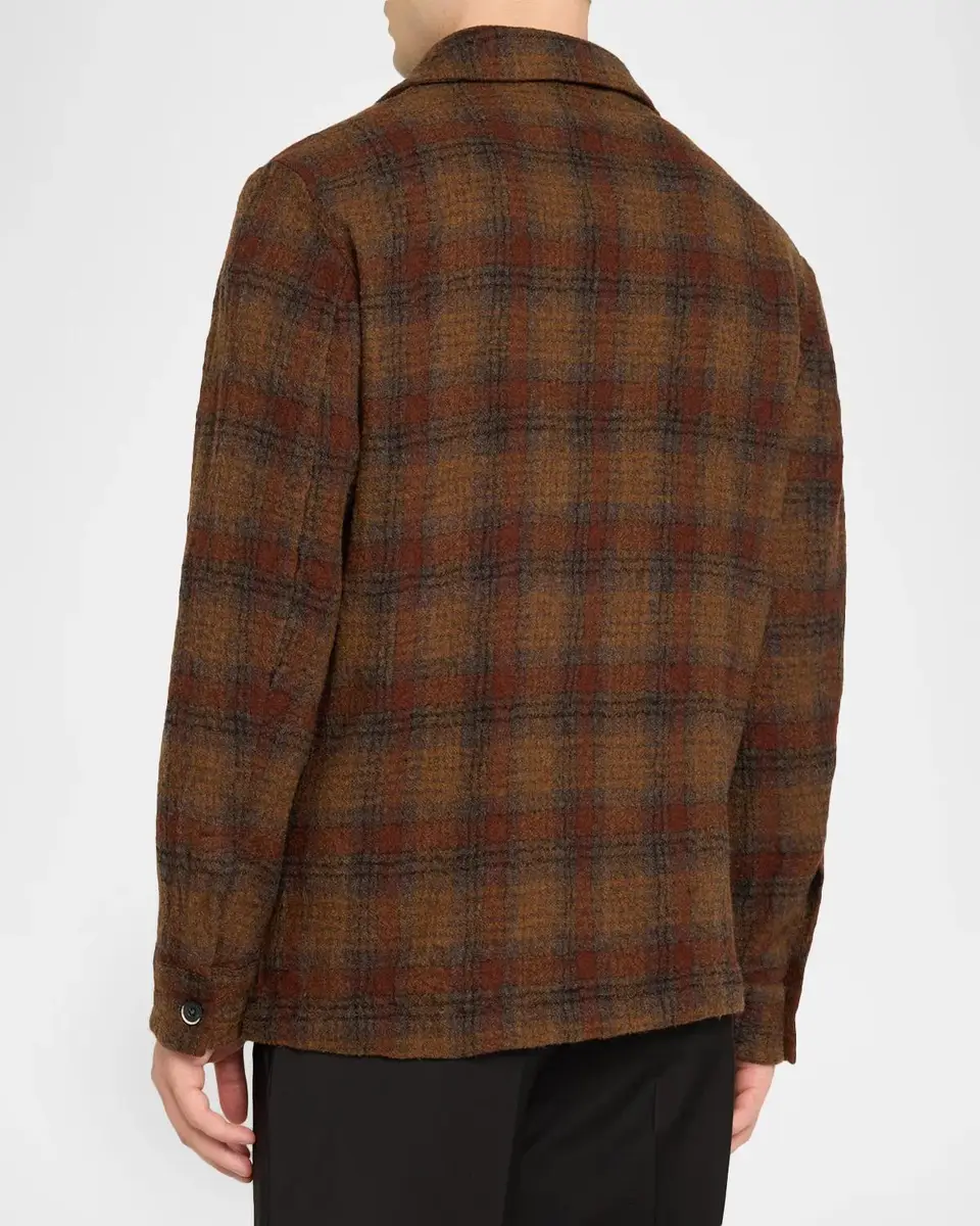 Barena Men's Virgin Wool Plaid Overshirt | Thumbnail 3