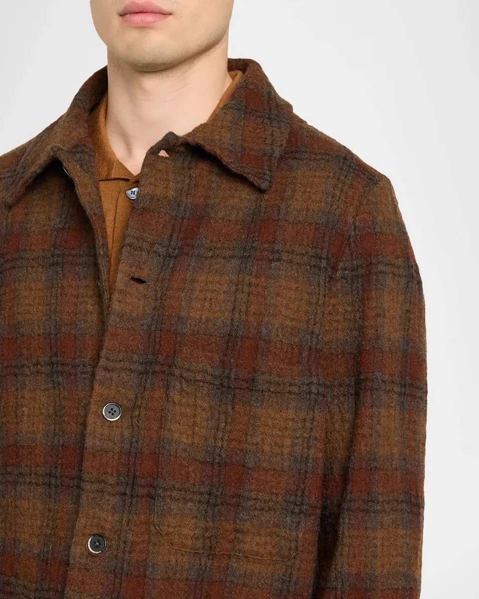 Barena Men's Virgin Wool Plaid Overshirt | Thumbnail 5