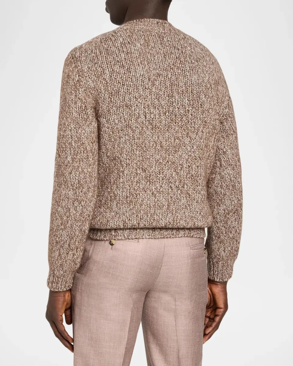 Isaia Men's Melange Wool-Cashmere Knit Sweater | Thumbnail 3 Isaia Men's Melange Wool-Cashmere Knit Sweater | Thumbnail 3