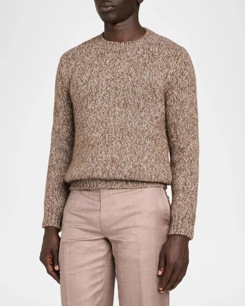 Isaia Men's Melange Wool-Cashmere Knit Sweater | Thumbnail 4 Isaia Men's Melange Wool-Cashmere Knit Sweater | Thumbnail 4