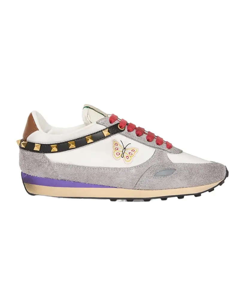 Embroidered Rockstud Low-Top Sneakers Embroidered Rockstud Low-Top Sneakers