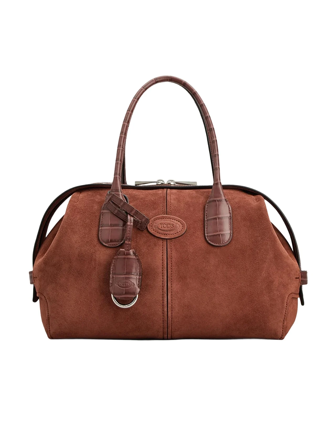 Tod's Leather-Trim Suede Bowling Bag