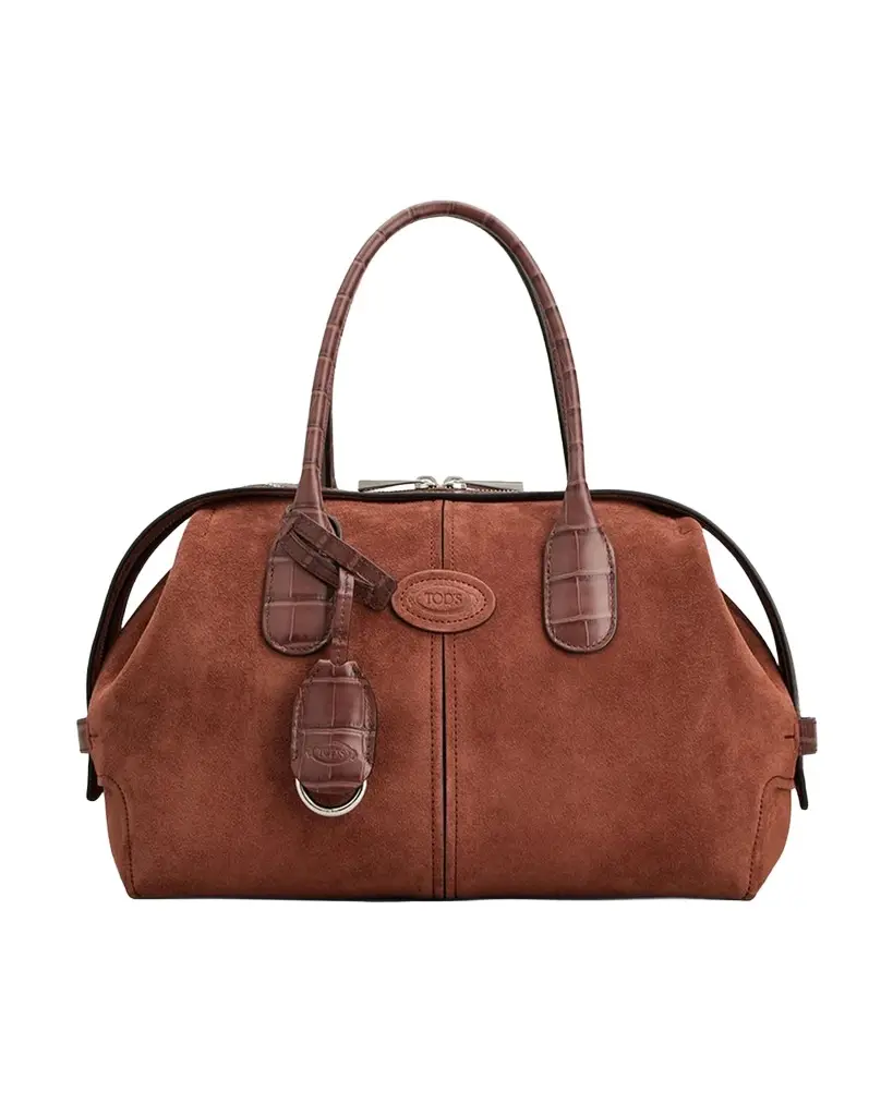 Tod's Leather-Trim Suede Bowling Bag