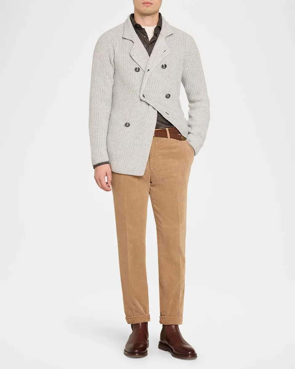 Brunello Cucinelli Men's Cotton Chevron Button-Front Shirt | Thumbnail 2 Brunello Cucinelli Men's Cotton Chevron Button-Front Shirt | Thumbnail 2
