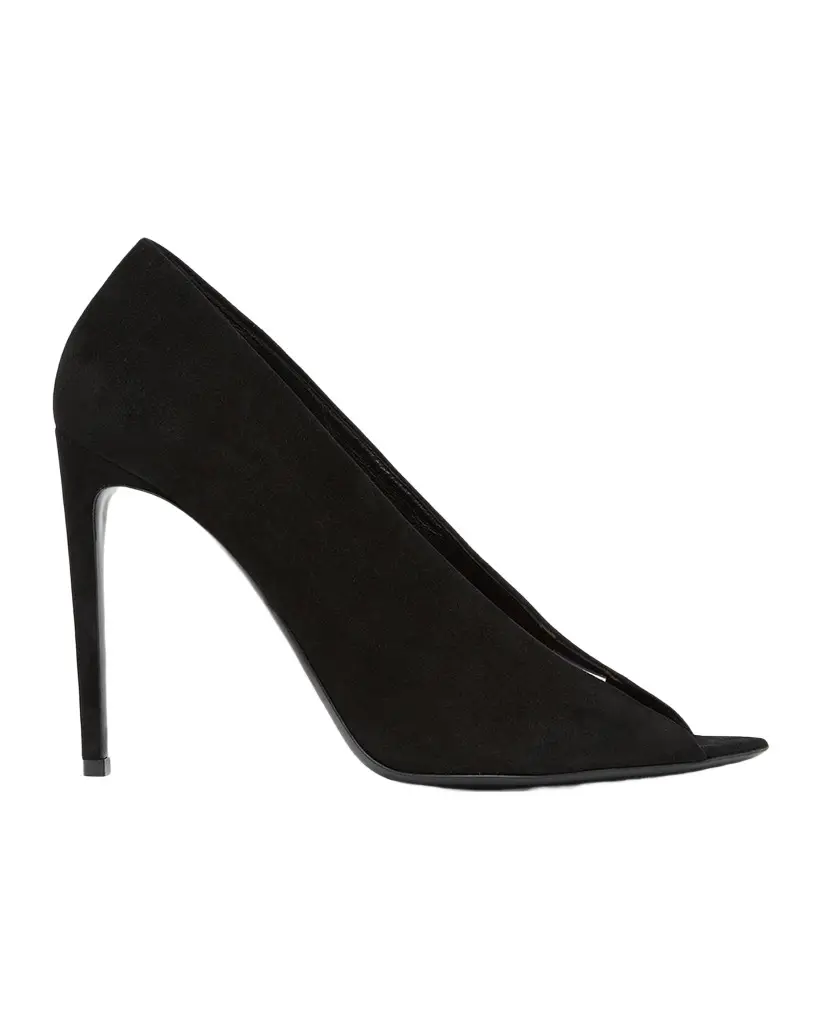 105mm Open Toe Revele Suede Pumps