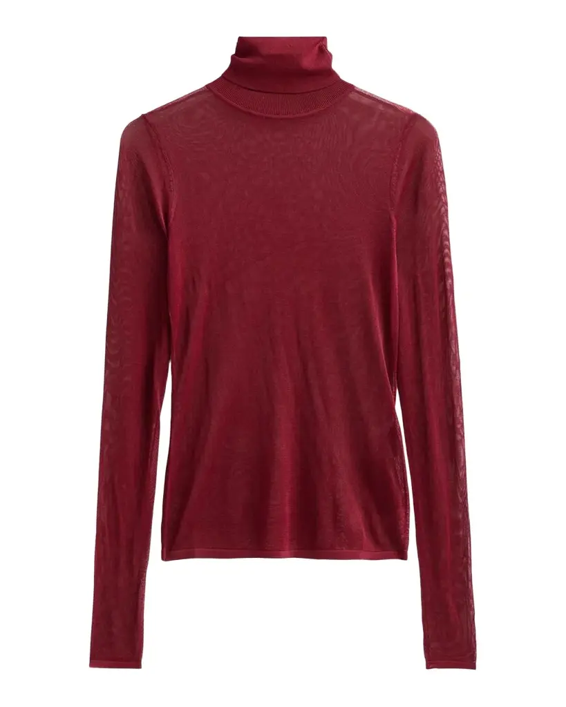 Fine-Knit High-Neck Top