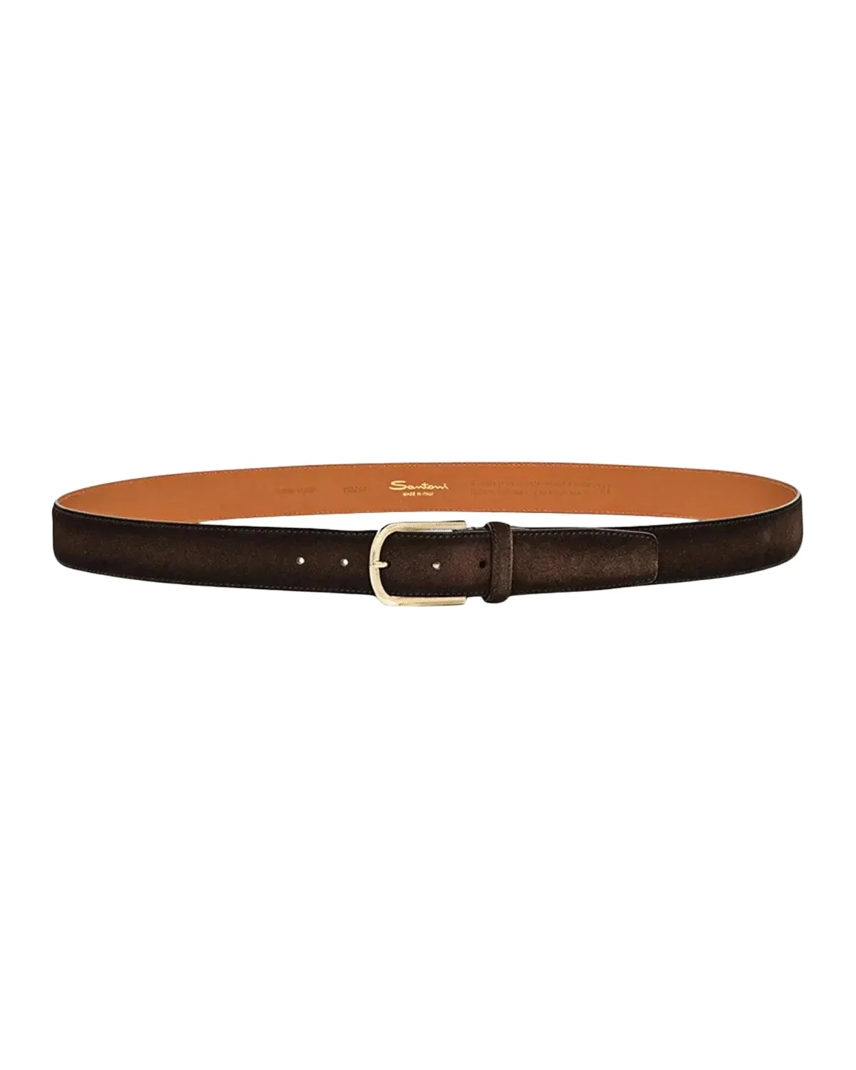 Santoni Men's Cintura Fibbia Suede Round-Buckle Belt