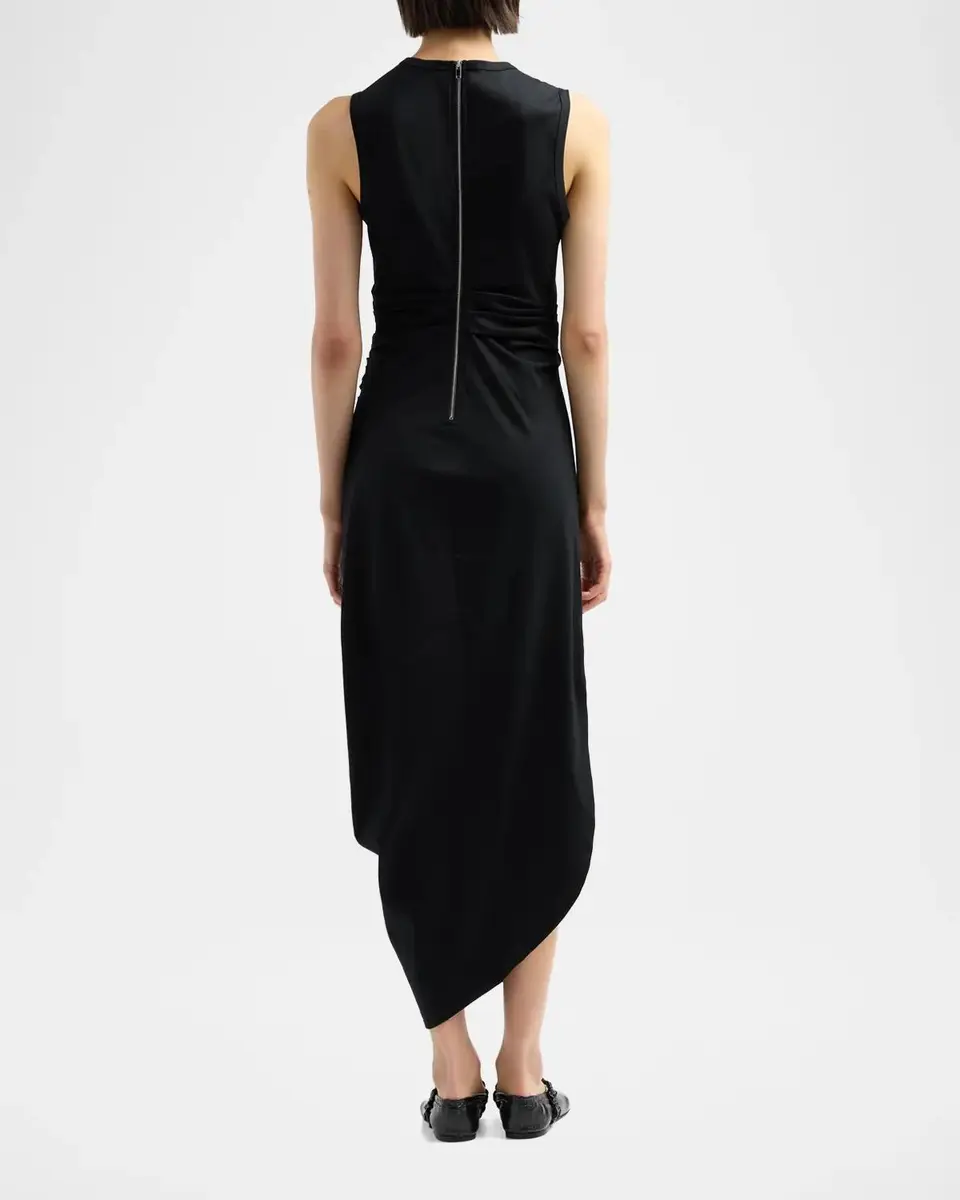 Proenza Schouler Zafira Sleeveless Draped Cotton Asymmetric Midi Dress | Thumbnail 3 Proenza Schouler Zafira Sleeveless Draped Cotton Asymmetric Midi Dress | Thumbnail 3