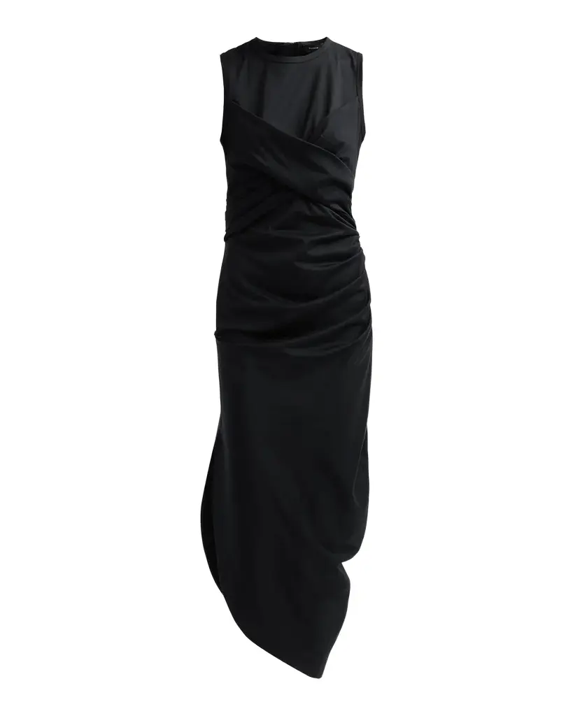 Zafira Sleeveless Draped Cotton Asymmetric Midi Dress