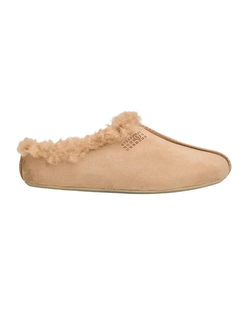 Maison Margiela Shearling-Lined Suede Anatomical Mules