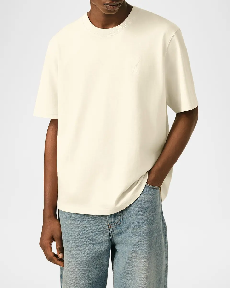 AMI PARIS Men's Tonal Ami De Coeur Crewneck T-Shirt | Thumbnail 4 AMI PARIS Men's Tonal Ami De Coeur Crewneck T-Shirt | Thumbnail 4