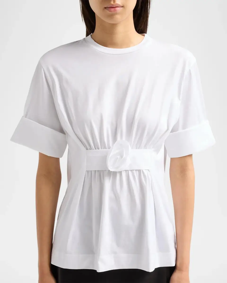 Simone Rocha Gathered Rose Wire Sleeve Boy T-Shirt | Thumbnail 3 Simone Rocha Gathered Rose Wire Sleeve Boy T-Shirt | Thumbnail 3