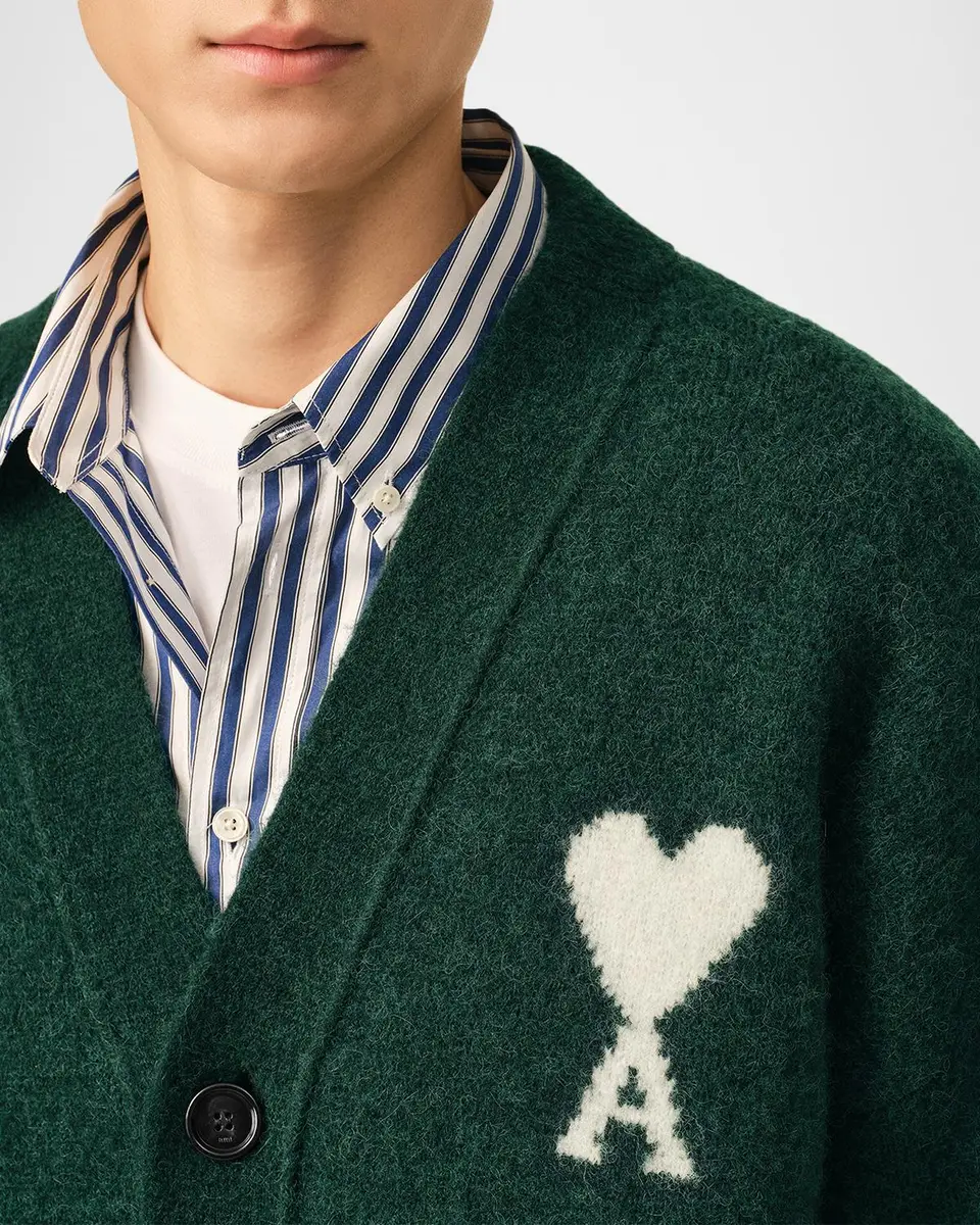 AMI PARIS Men's Intarsia Ami de Caur Knit Cardigan | Thumbnail 5 AMI PARIS Men's Intarsia Ami de Caur Knit Cardigan | Thumbnail 5