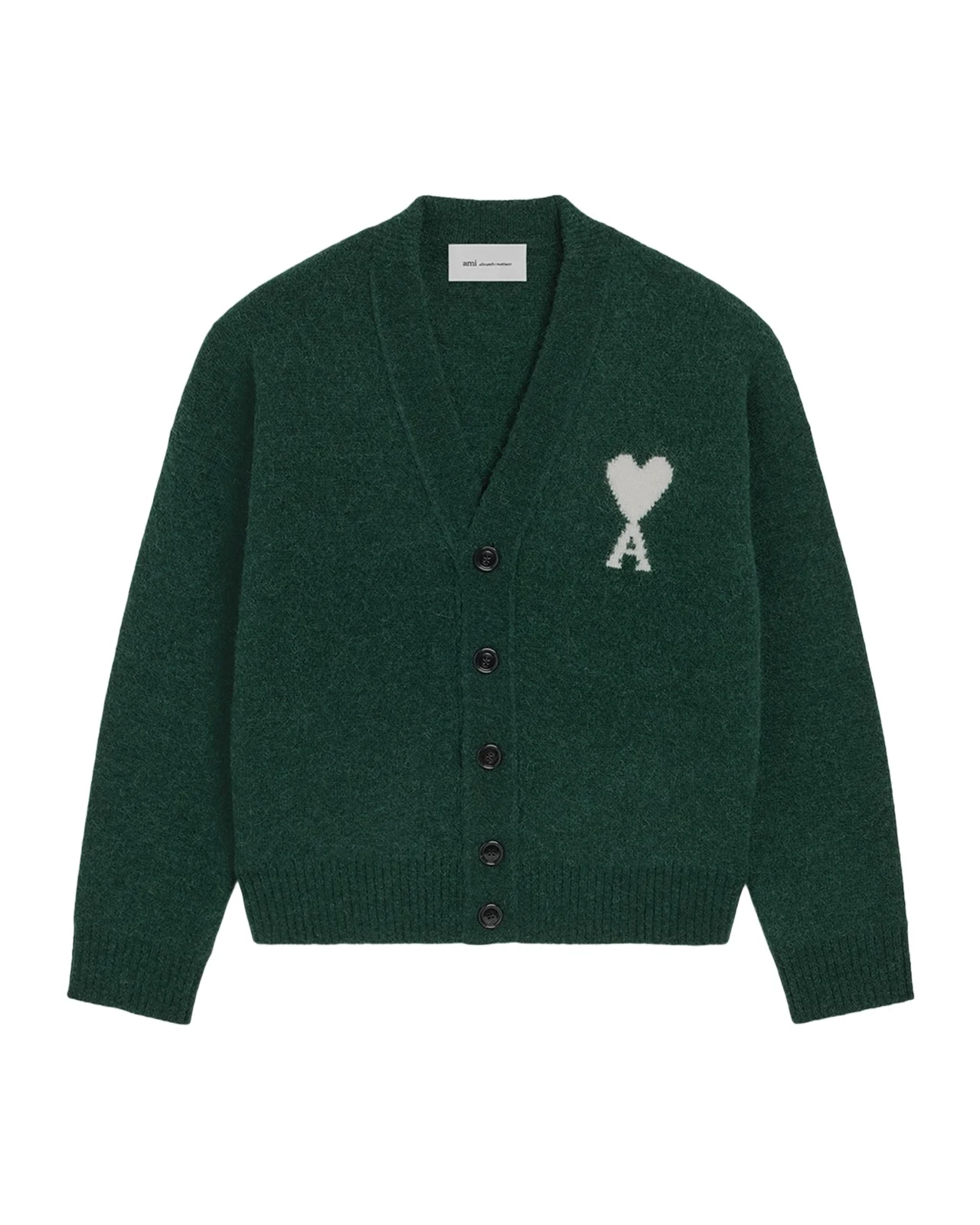 AMI PARIS Men's Intarsia Ami de Caur Knit Cardigan