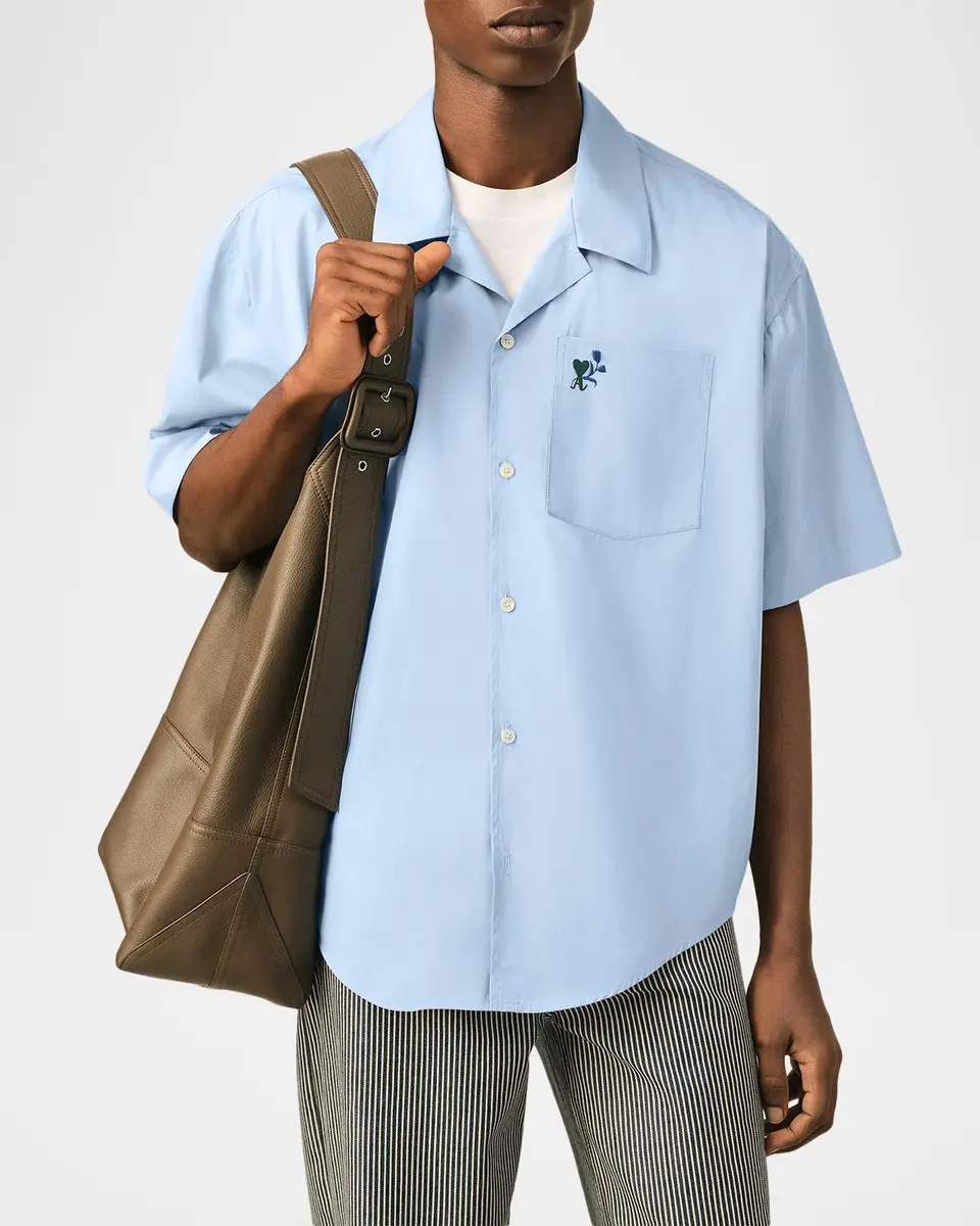 AMI PARIS Men's Ami de Caur-Pocket Short-Sleeve Shirt | Thumbnail 4 AMI PARIS Men's Ami de Caur-Pocket Short-Sleeve Shirt | Thumbnail 4